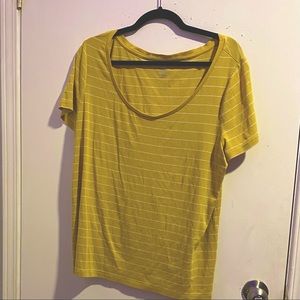 Yellow and White Striped Plus Size Shirt